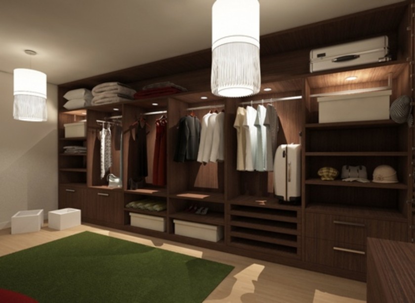 Классическая гардеробная комната из массива с подсветкой Бердск