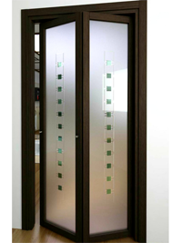 Складные двери гармошка с матовым стеклом Бердск