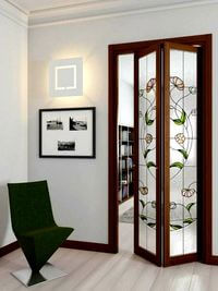 Двери гармошка с витражным декором Бердск